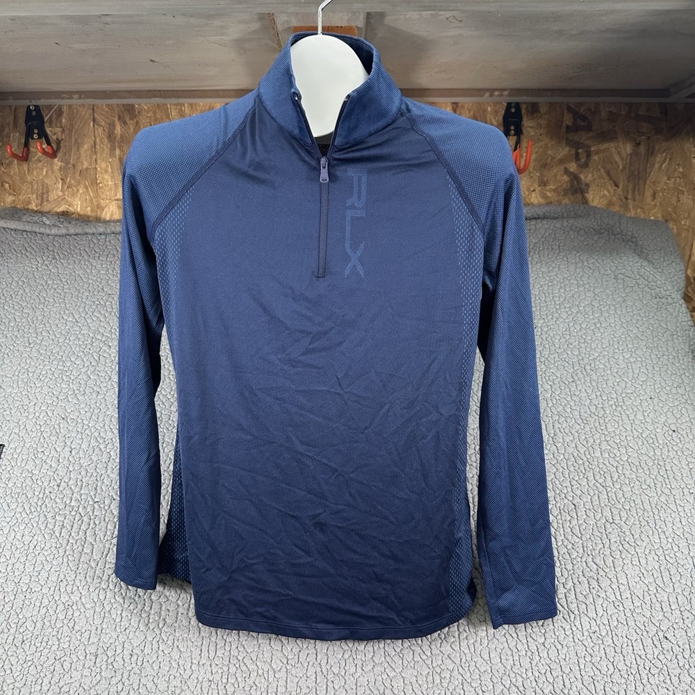 RLX Ralph Lauren 1/4 Zip Pullover Wicking Navy Blue Small S Retail $168 Golf